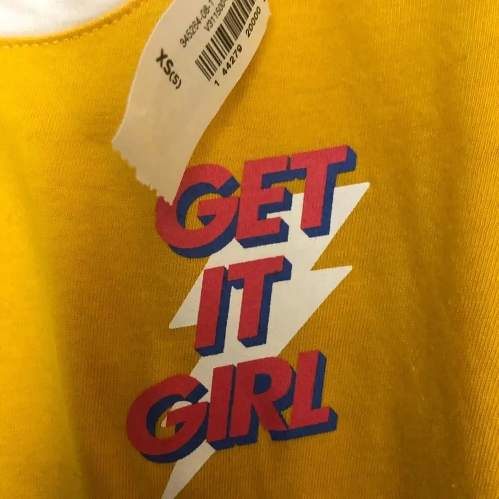 Old Navy Girls Yellow Graphic Short Sleeve XS(5)